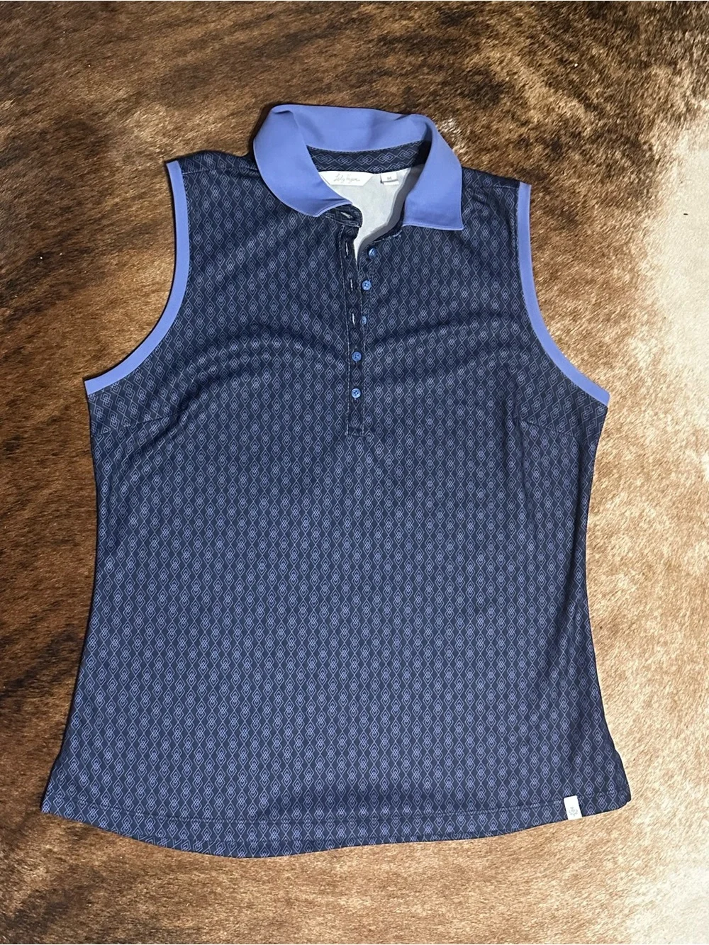 Like new golf set Sleeveless Polo with matching skirt Navy and Light Blue Trim